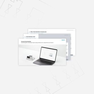 Preview of a Festo guide for choosing fluidic manifolds, with pages showing manifold selection content and design visuals.